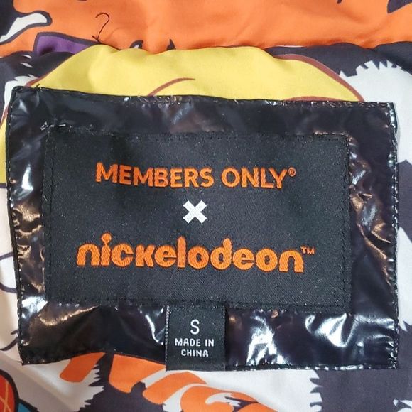 Members Only X Nickelodeon Hi Shine Chevron Puffer‎ Jacket Black Womens Small - Picture 7 of 11